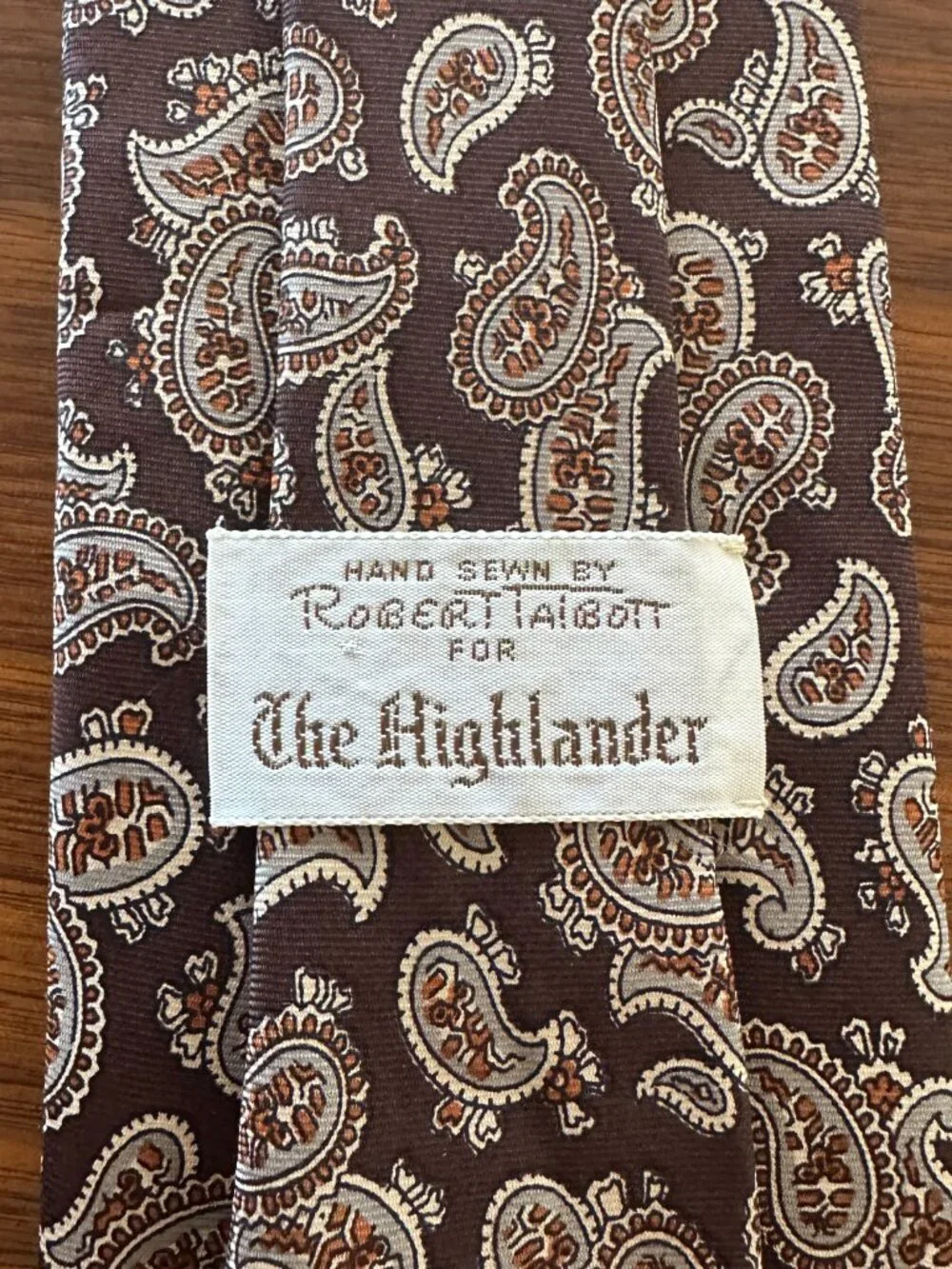 The Hub Limited Brown Gray Paisley Tie